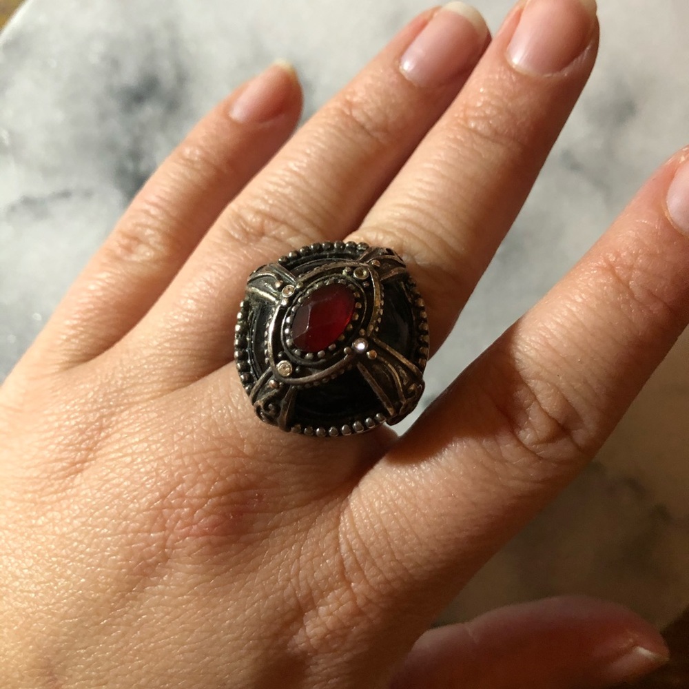 COPY - Black Moonstone & Ruby Pirate Ring
